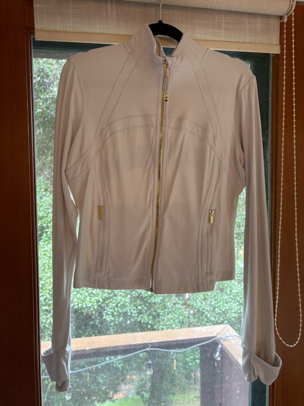 lululemon athletica define cropped cream Zip-Up Jacket with Gold Hardware